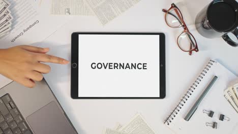 governance displaying on a tablet screen