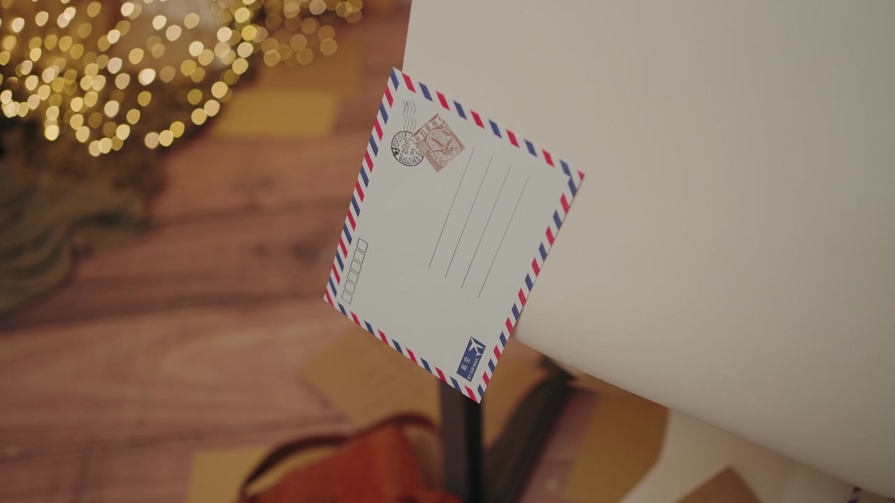 Cartão postal de Natal com luzes bokeh festivas em um fundo de madeira