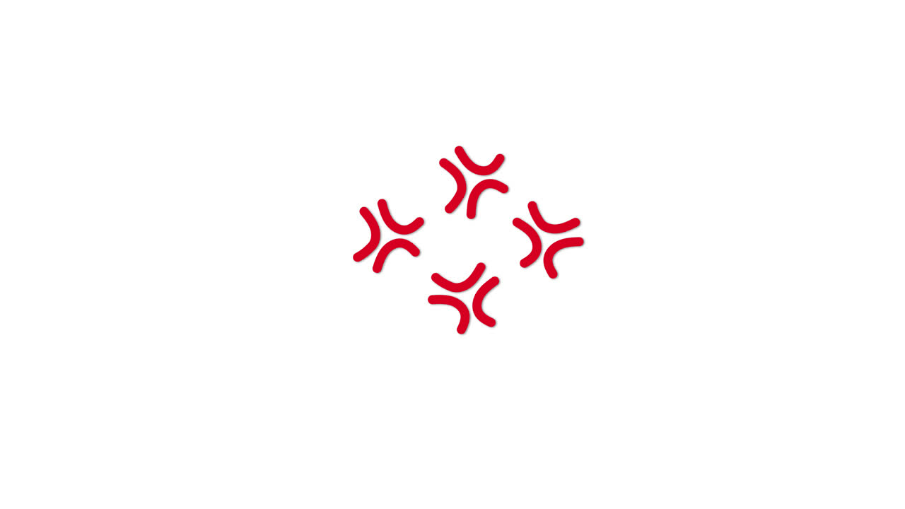 Animated Red Anger Symbols Appearing and Expanding on White Background ...