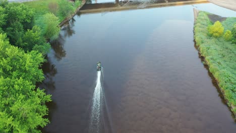 boat on river, aerial view