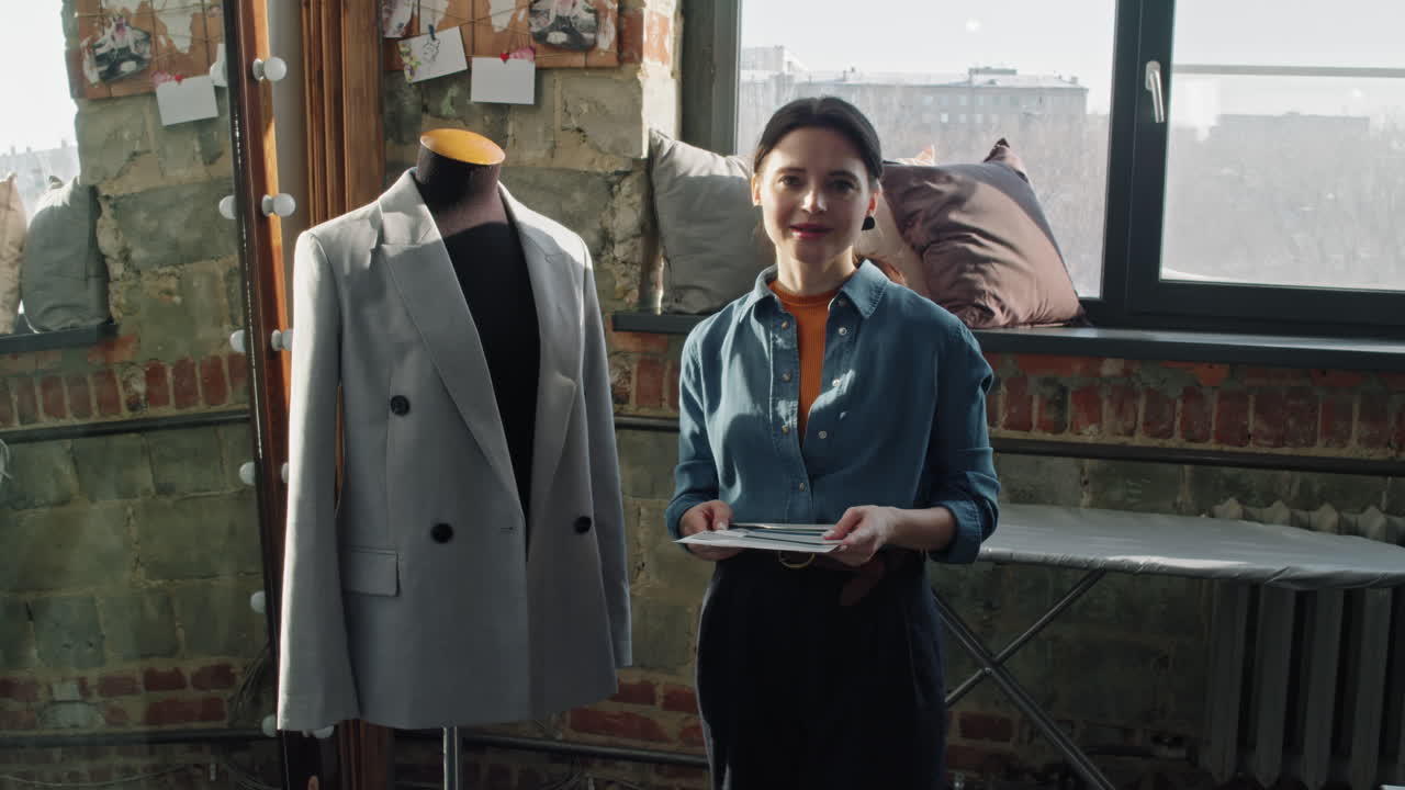 Female Fashion Designer Posing in Workplace