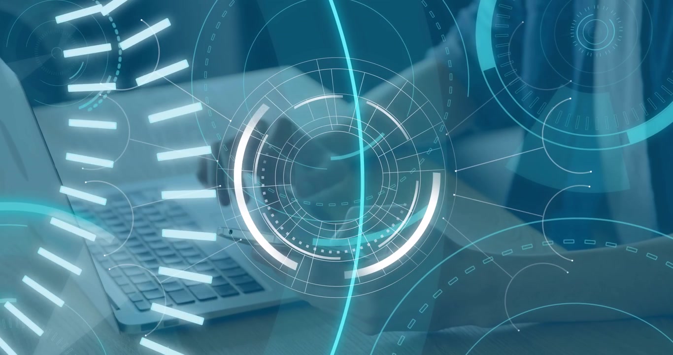Animation of 5g text with radars and circles over cropped hands of caucasian man using smartphone