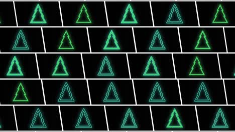 Neongrünes-Weihnachtsbaummuster-Auf-Schwarzer-Steigung