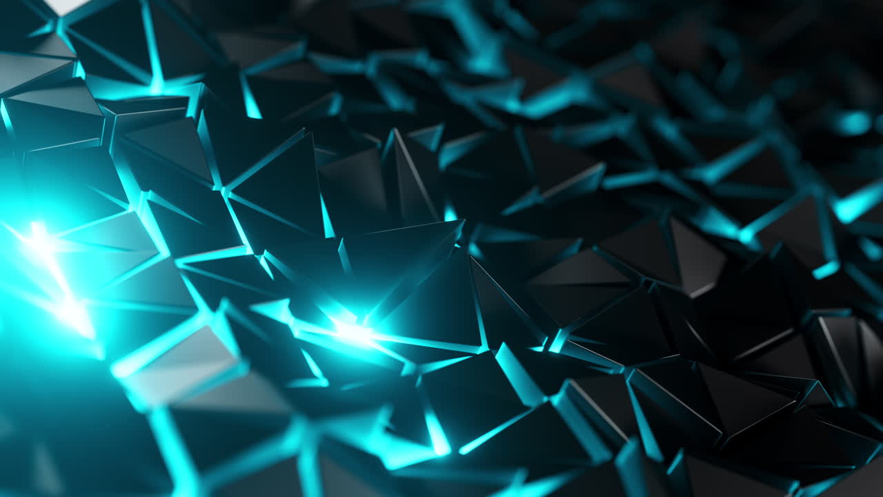 Futuristic Geometric Surface - Looping 3D Abstract Animation with Glowing Edges. 3D rendering