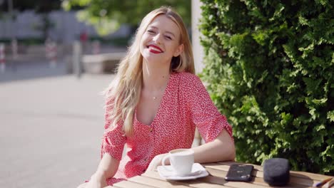 woman enjoying a coffee break outdoors