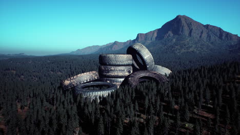 abandoned car tires in mountains