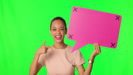 green screen face, speech bubble