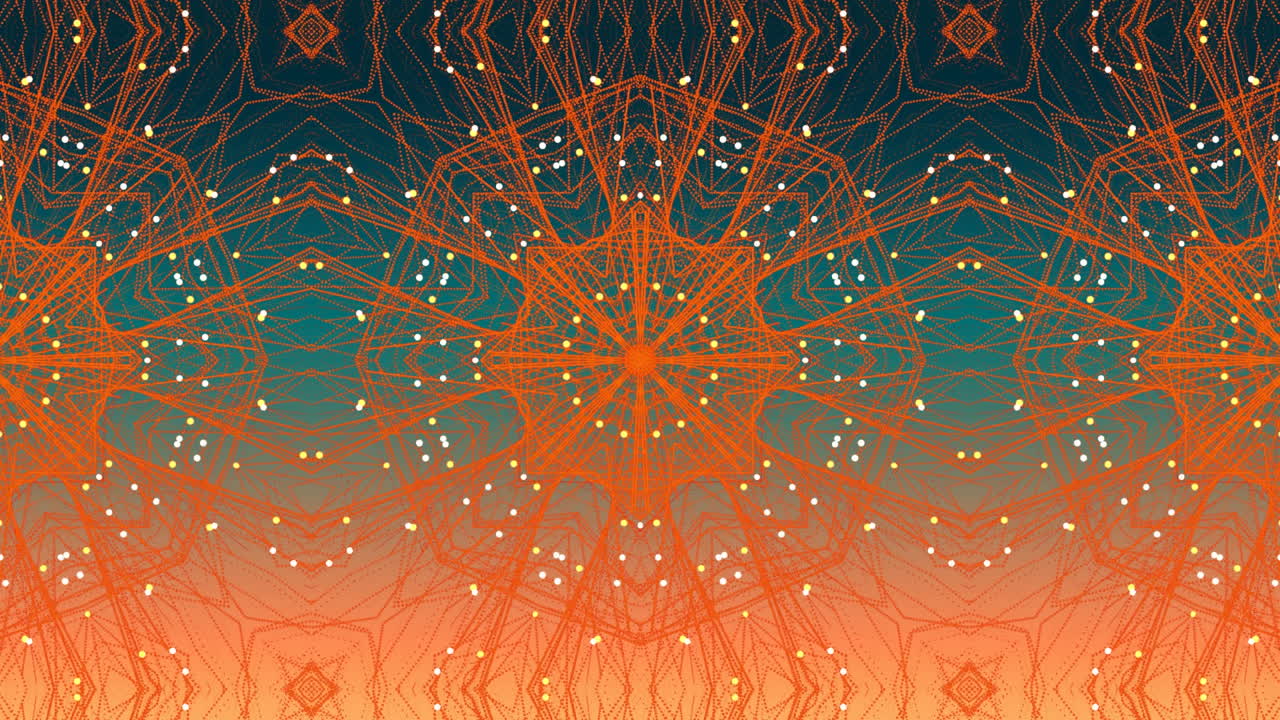 animación digital de formas caleidoscópicas rojas que se mueven en movimiento hipnótico contra un fondo verde