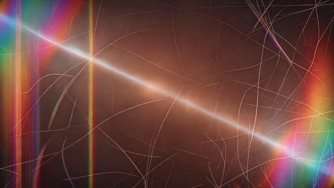 Cinematische Lichtlekken en Krassen met Regenboog Lensflare