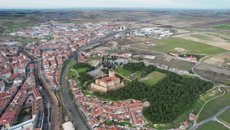 aerial view of the spanish town of medina del campo in valladolid