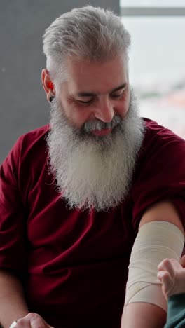 helping someone with a bandage