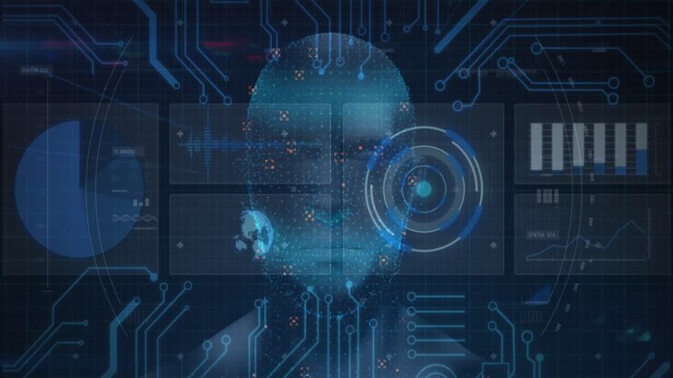 Animation of scopes scanning human head over grid