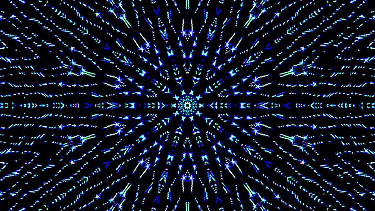 shining bright lines set blue wave motion, colorful, on black background