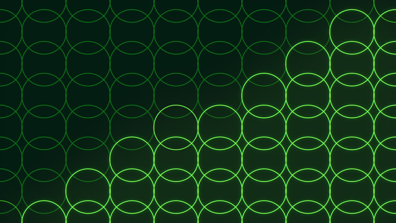 Green neon circles pattern on black gradient