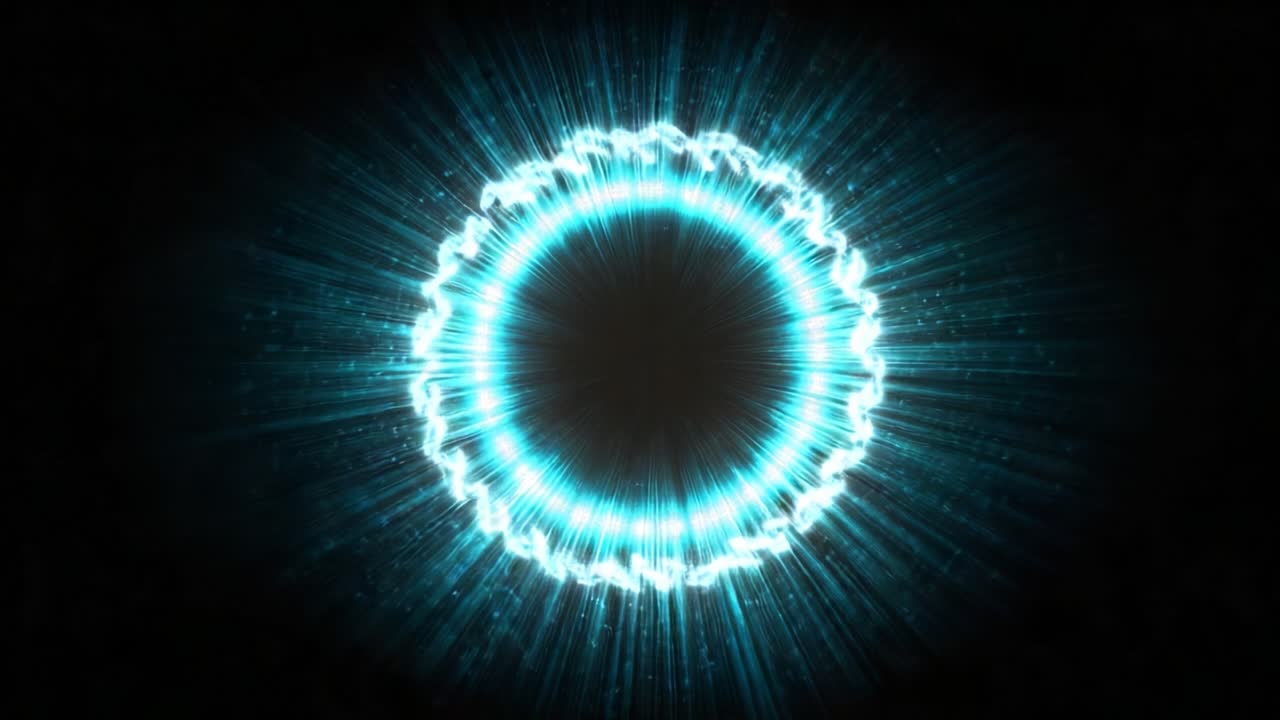 A Mesmerizing Circular Energy Burst Visualizing Dynamic Motion and Light Particles Emitting from a Central Orb Creating a Brilliant Cosmic Effect Captured Through Stunning Digital Art Techniques