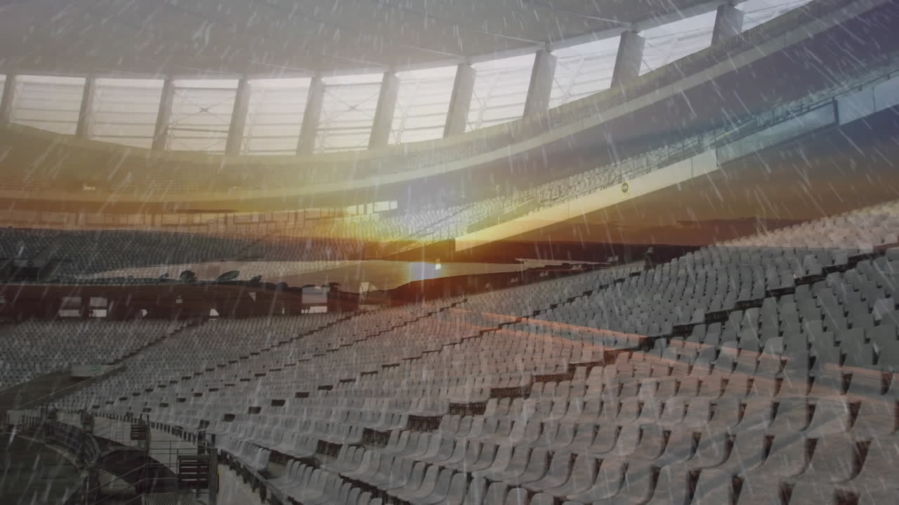 lluvia cayendo en el estadio