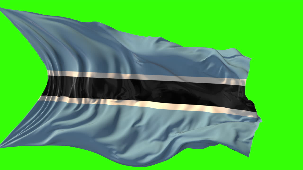 The flag of Botswana waving against a green screen