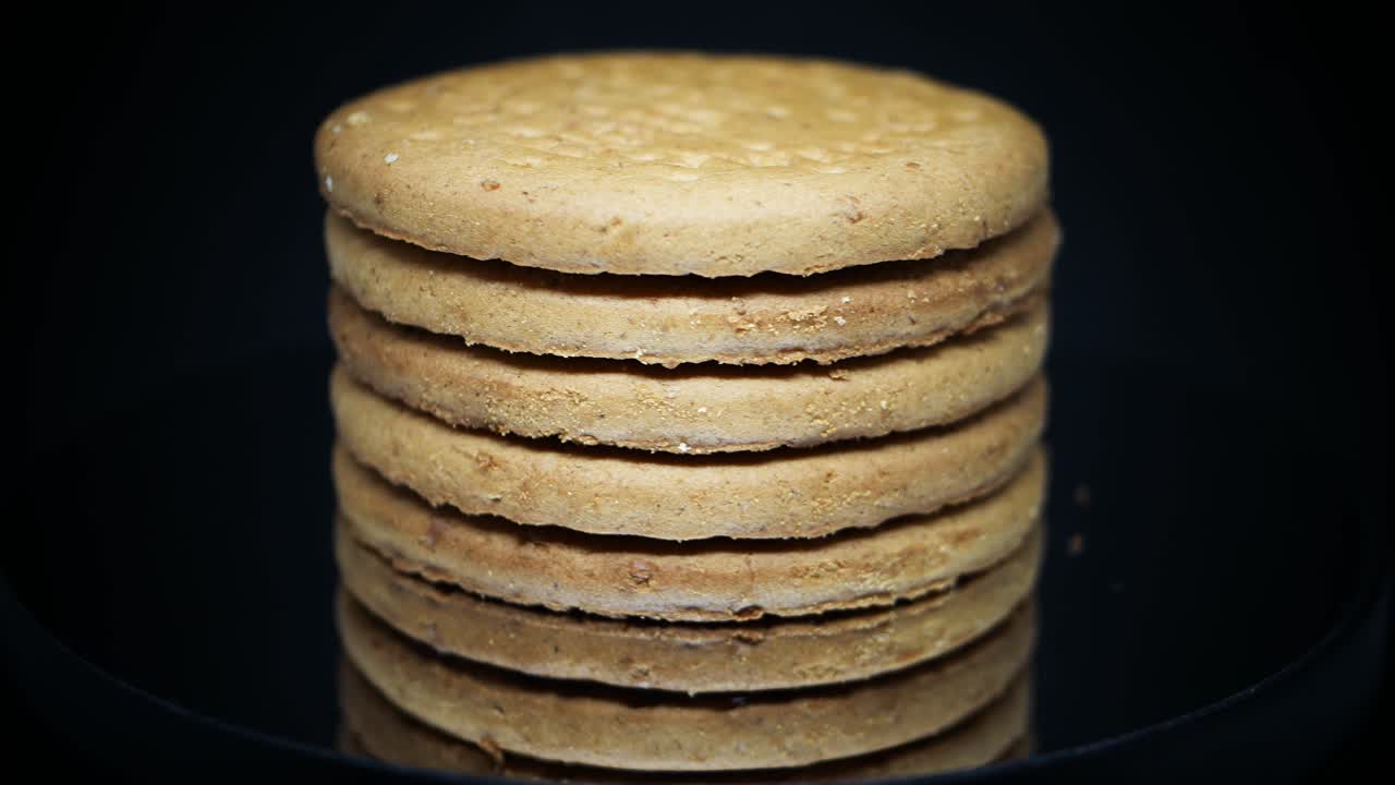 Healthy fiber digestive biscuits rotating closeup