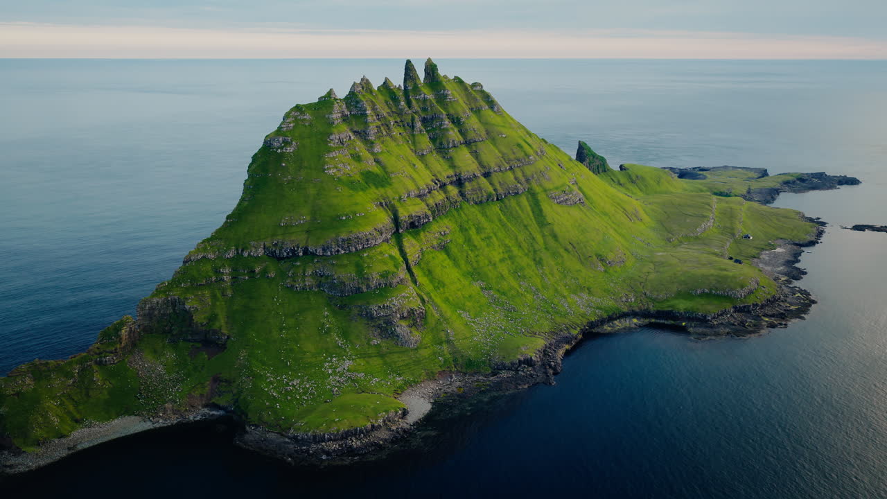 Aerial View of a Dramatic Green Island Landscape