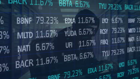 animation der daten- und statistikverarbeitung über computer-hacker