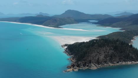 incredible white haven beach in the whitsundays, qld australia, drone aerial orbit