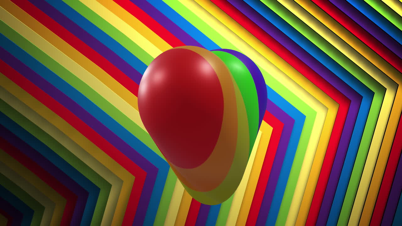 Animation of pride lgbtq heart and rainbow shapes background