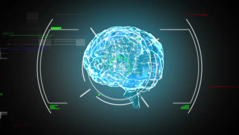 animación del cerebro humano y procesamiento de datos