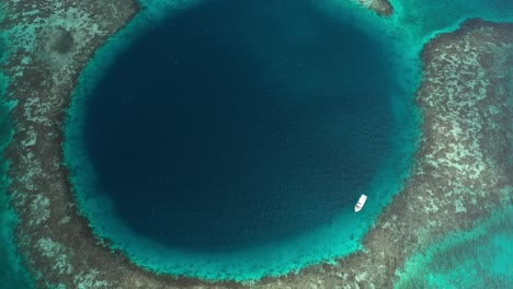 aerial view over the great blue hole