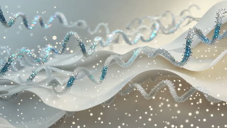 abstract molecular helix structures with glowing particles