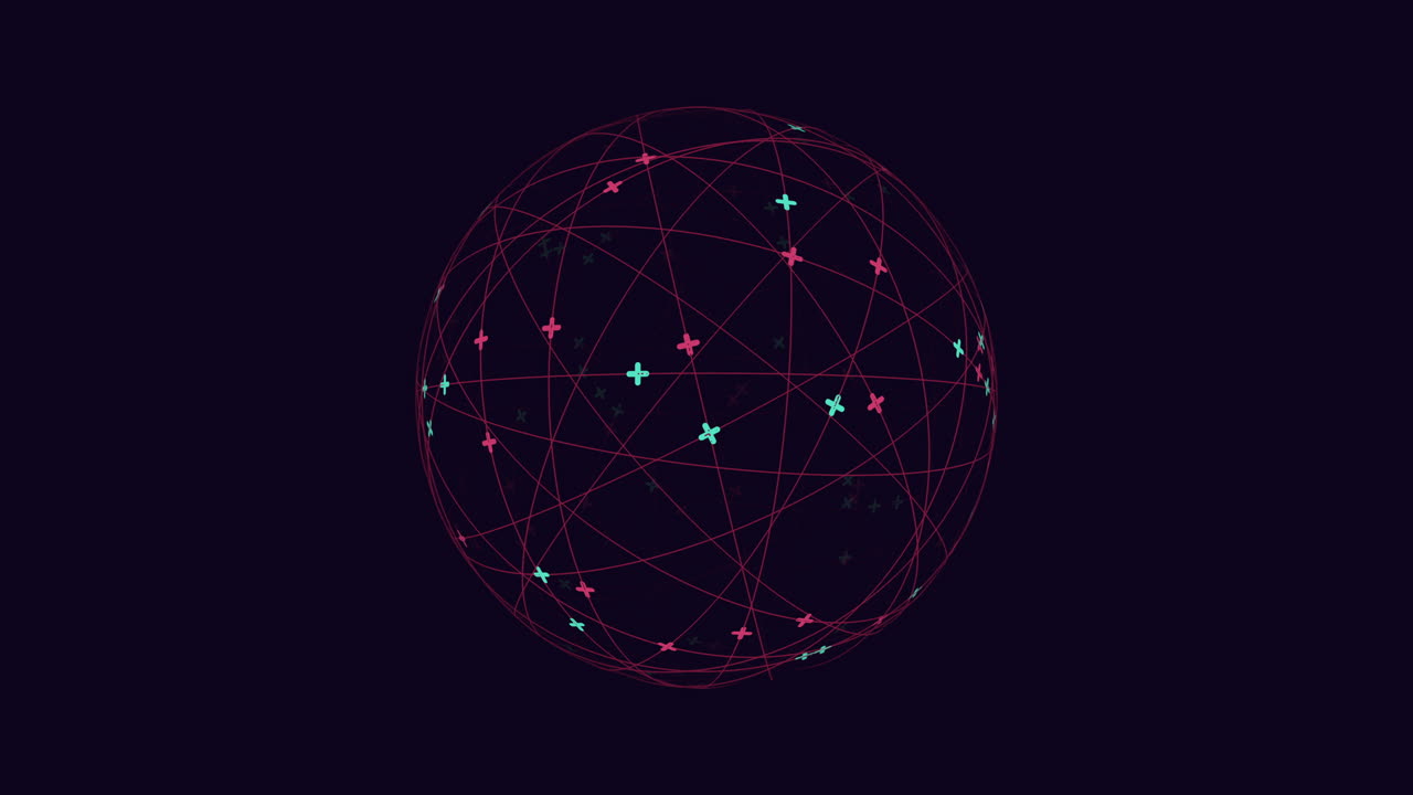 esfera futurista de líneas de neón y brillos en degradado negro