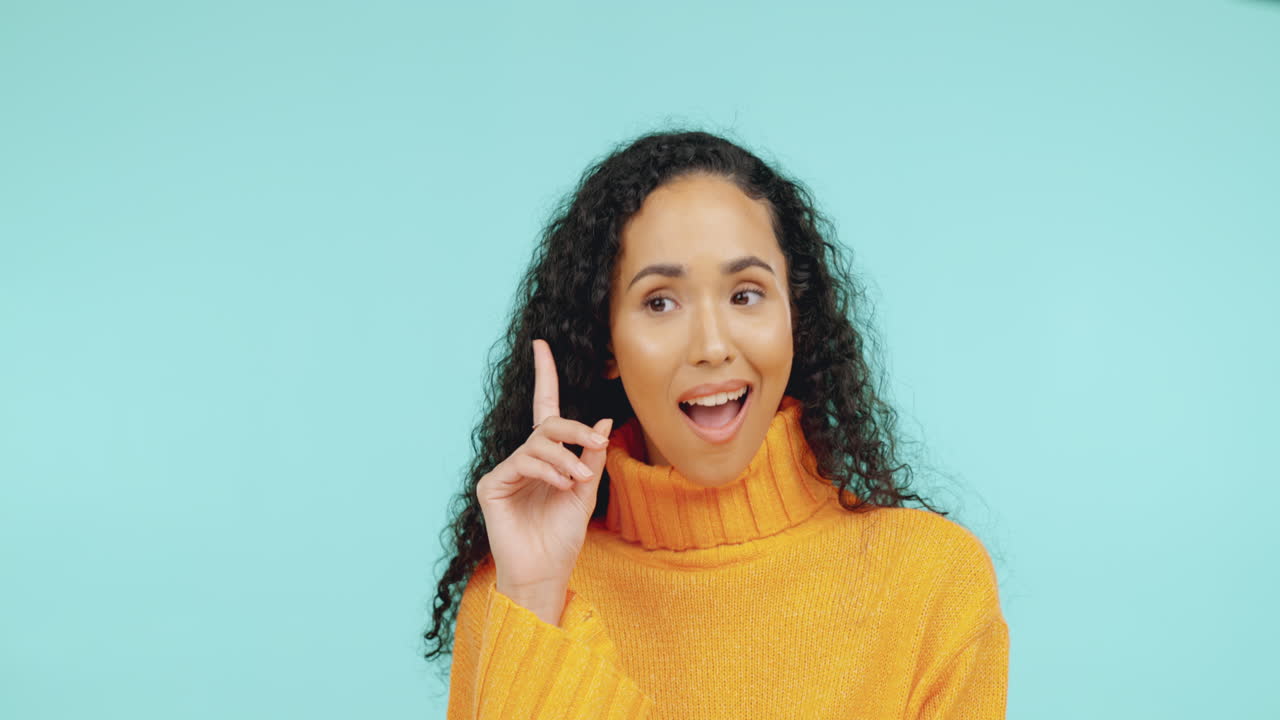 Thinking, happy and eureka with a black woman