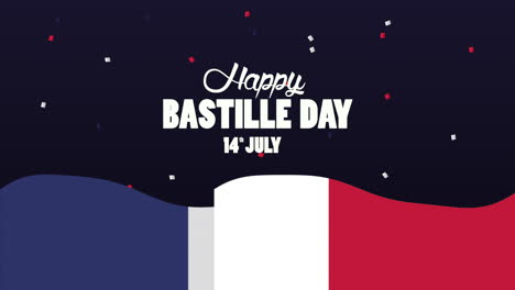 happy bastille day celebration with lettering and flag