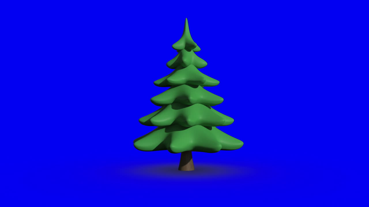 Revolving fir tree on blue screen