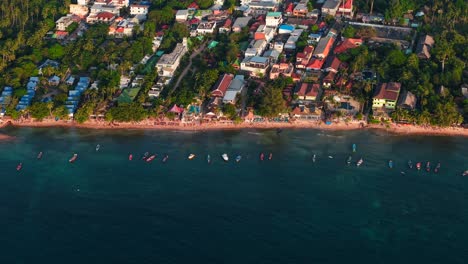aerial view of a tropical beach town