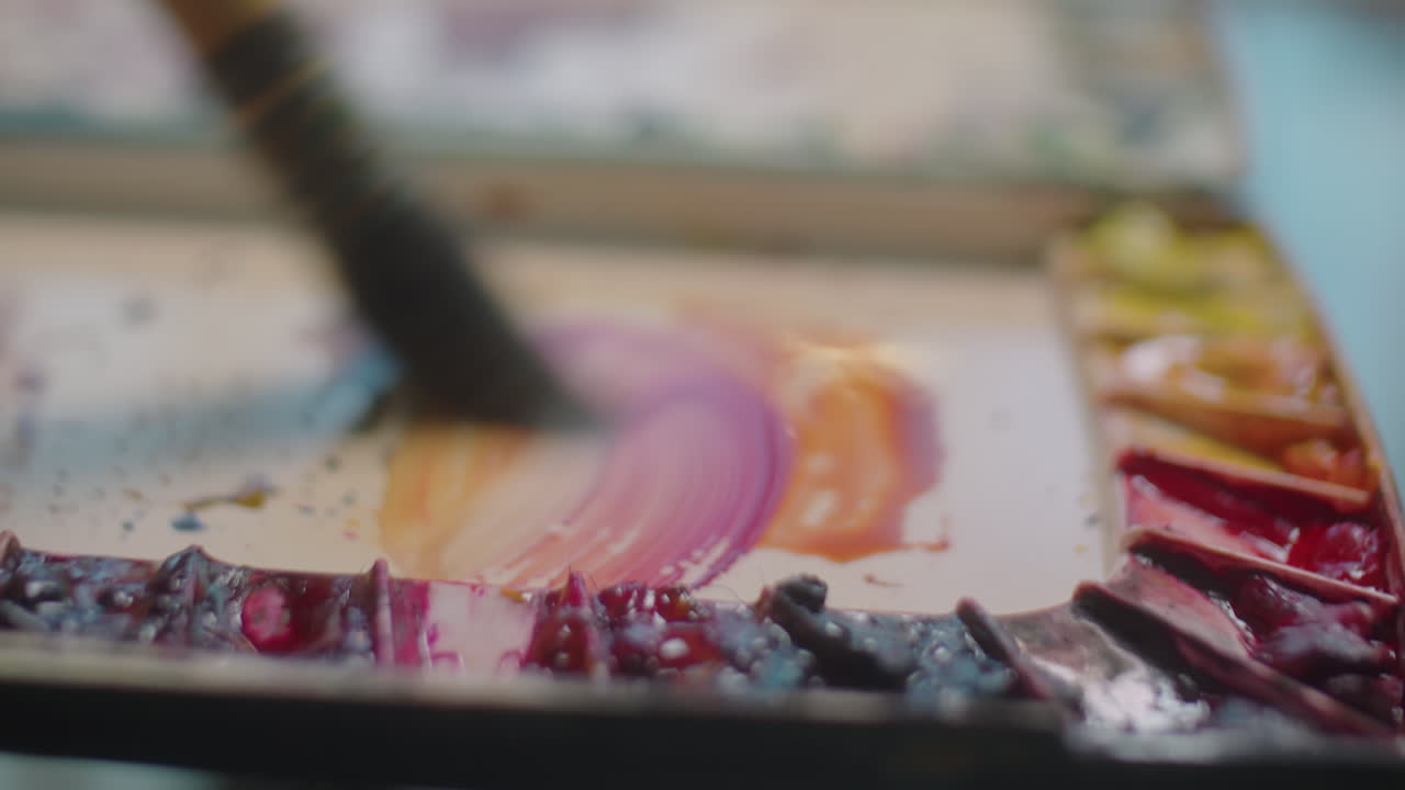 Mixing Colors on Palette and Painting Picture