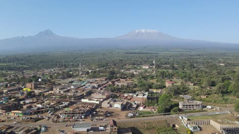 panorama of loitokitok village, southern kenya at footstep of mount kilimanjaro