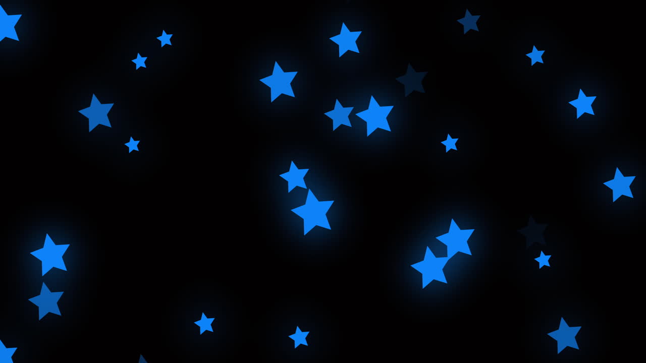 animación de estrellas azules brillantes que parpadean y se mueven en movimiento hipnótico sobre un fondo negro