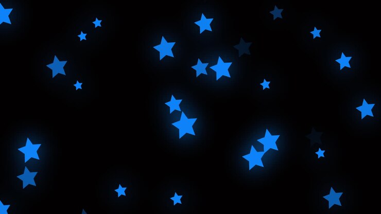 Animazione di stelle blu luminose che scintillano e si muovono con un movimento ipnotico su sfondo nero