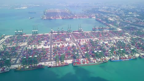 aerial view singapore docks and shipping containers