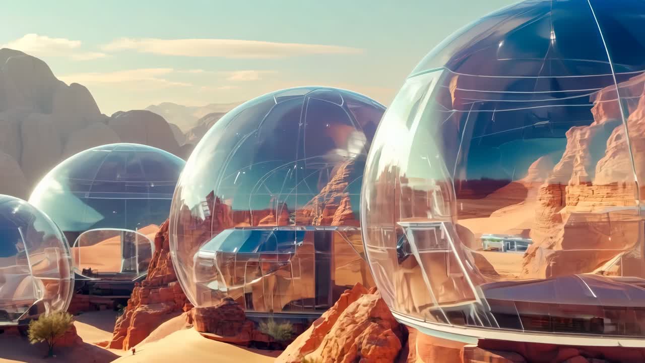 사막 풍경 의 중간 에 있는 유리  의 그룹