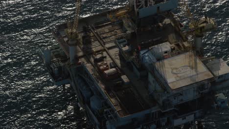 an aerial shot over oil derricks and platforms in the santa barbara channel california 3