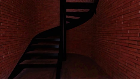 a journey through a brick-walled spiral staircase