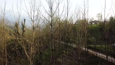 Intersección-De-Carreteras-Forestales-En-Verano-Temporada-De-Primavera-Cielo-Limpio-Clima-Fresco-Vuelo-Drone-Tiro-Vista-Amplia-Para-El-Concepto-De-Transporte-En-El-área-Rural-En-Los-Emiratos-De-Arabia-Saudita-Guía-De-Viaje-Paisaje-Del-Cáucaso