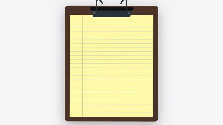 Clipboard with Yellow Lined Paper and Contract Heading