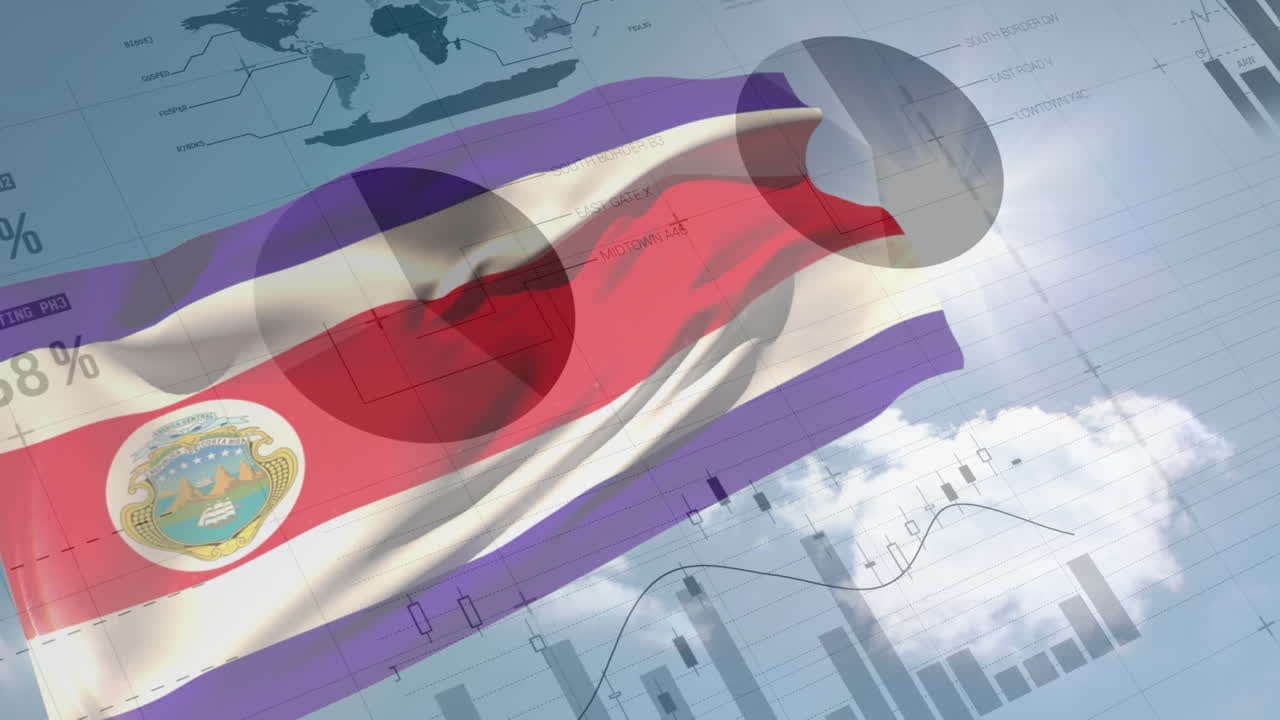 procesamiento de datos financieros contra el ondeo de la bandera de costa rica