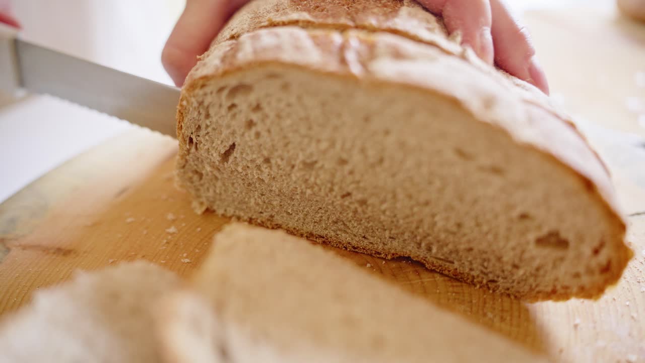Slicing Freshly Baked Bread