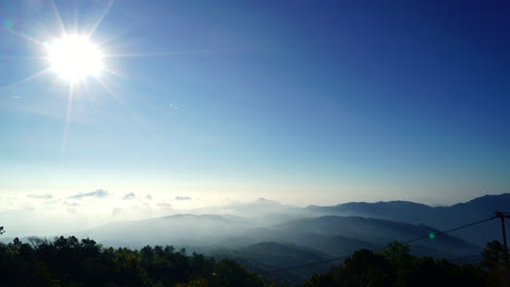 timelapse beautiful mountain layer with clouds and sunrise at chiang mai in thailand