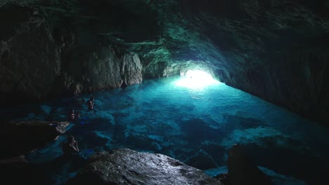 inside a blue cave in the calanques in marseille.