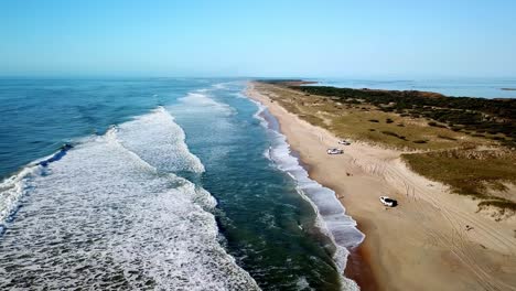 Hatteras-NC-Beach-Aerial,-Hatteras-North-Carolina,-Hatteras-Village