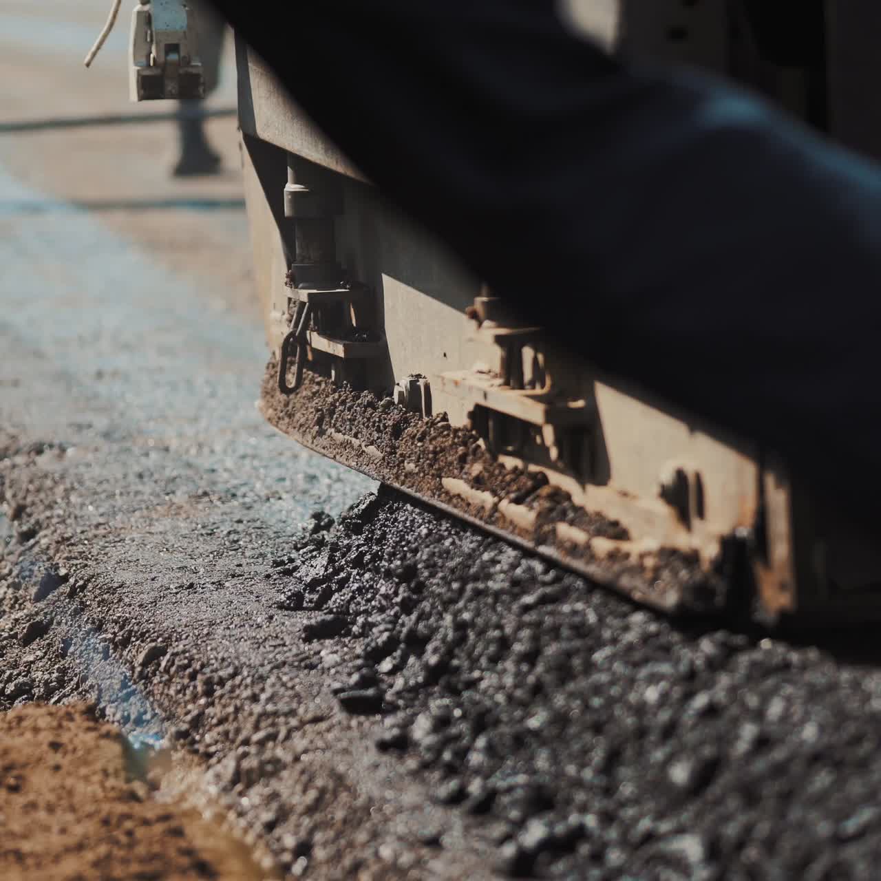 Fresh asphalt construction, street resurfacing